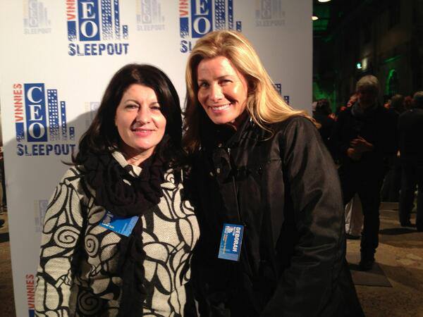 Sue Ismiel and Deborah Hutton at 2013 Vinnies CEO Sleepout
